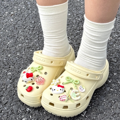 hellokitty鞋花骨白色洞洞鞋可爱女生装饰配饰适配crocs卡扣配件