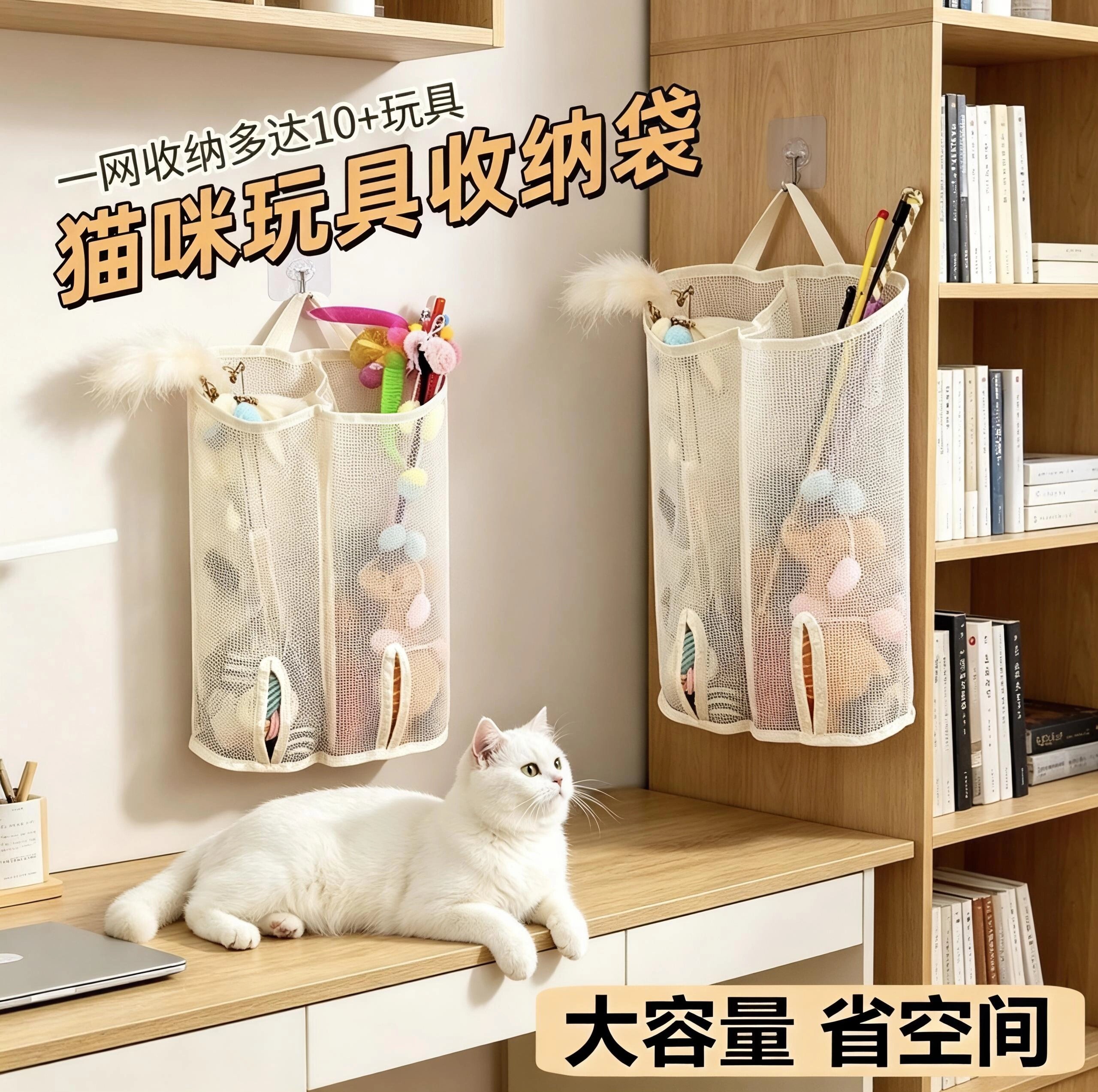 宠物玩具收纳壁挂网兜图片
