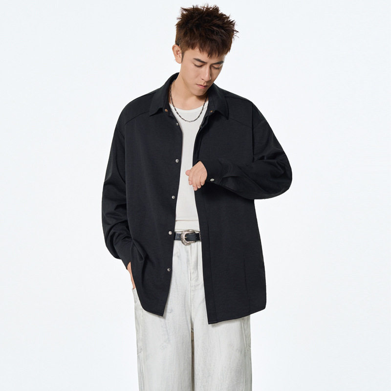 春秋季新款简约时尚修身衬衫潮男青年纯色长袖休闲开衫衬衣外套,男装,牛仔衬衫,淘宝优惠券,粉丝福利购,淘宝优惠卷