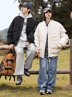 IZEXX潮牌户外运动美式飞行夹克棉衣男女保暖纯棉面包服外套棉服