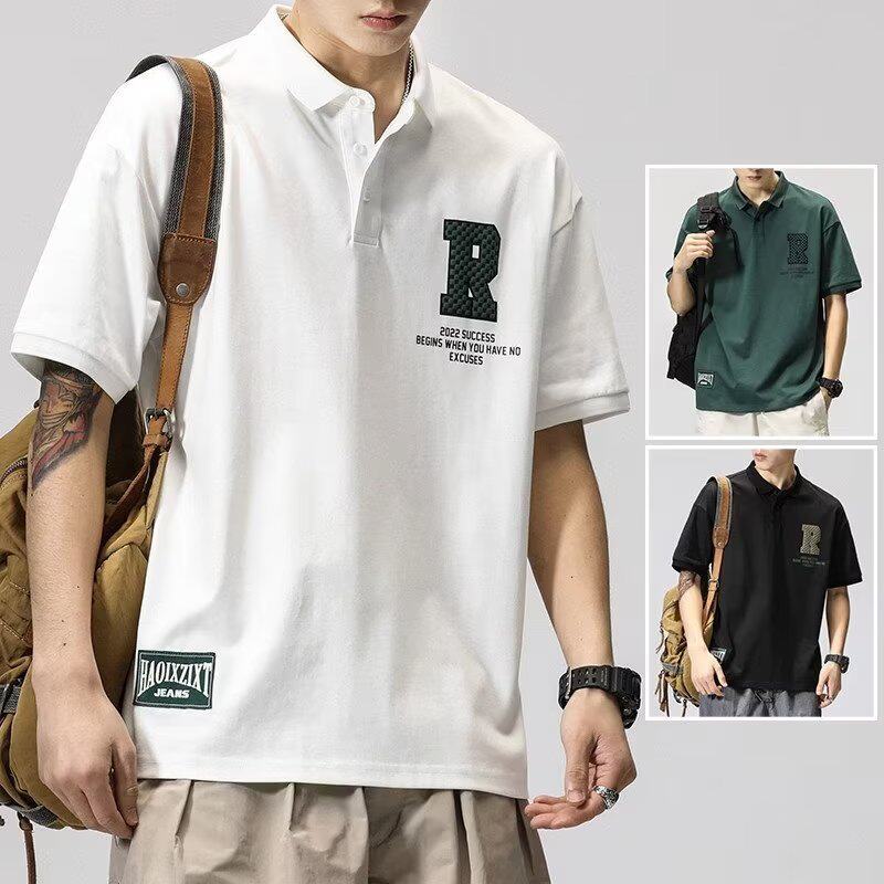 日系短袖Polo衫男夏季宽松工