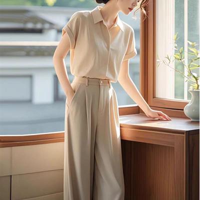 2025新款冷淡系高级感干练气质时尚职业衬衫裤子两件套装女装夏季