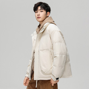 冬天羽绒服外套男士痞帅加厚保暖潮牌立领休闲宽松成熟稳重高级感