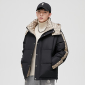 加厚连帽港风短款 高端羽绒服男国潮新款 白鸭绒男装 冬天外套女