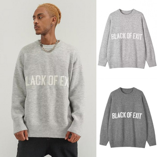 潮牌字母针织衫毛衣男日系简约高级内搭打底外穿秋冬外贸