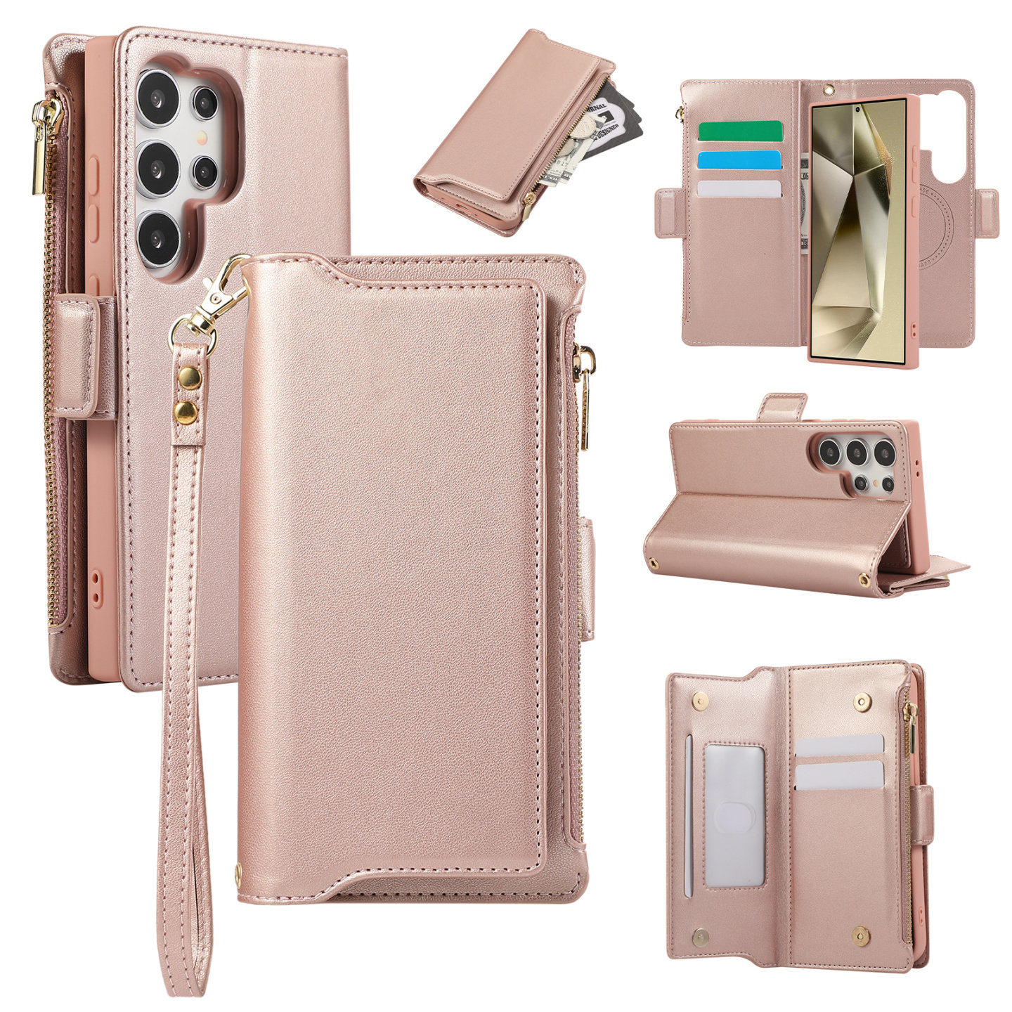 2合1分离磁吸适用三星S25ultra手机壳S26带挂绳S24斜挎S23fe翻盖S22+钱包S21背带S20全包A55防摔A53保护套A52