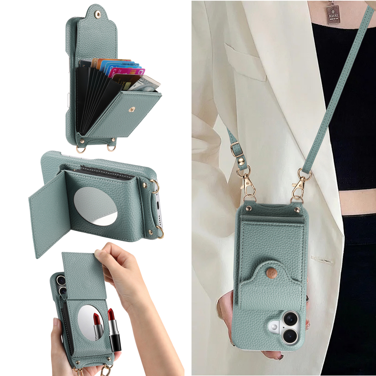 零钱包适用苹果16promax手机壳14卡包一体iphone15卡套13多卡位12放卡11插卡X硅胶XR证件套7plus保护壳