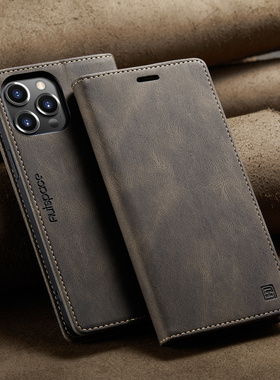 适用苹果17手机壳iphone15pro商务复古14翻盖皮套ip12前后壳13全包XS防摔11磁吸16插卡套16e/XR/8plus皮夹max