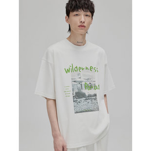 【NANS】“WILDERNESS PARADE”主题涂鸦风格印花双面丝光廓形TEE