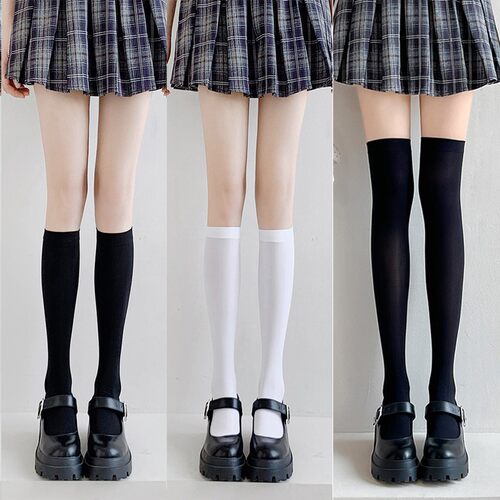 袜薄款黑色jk袜子春夏季半截长袜