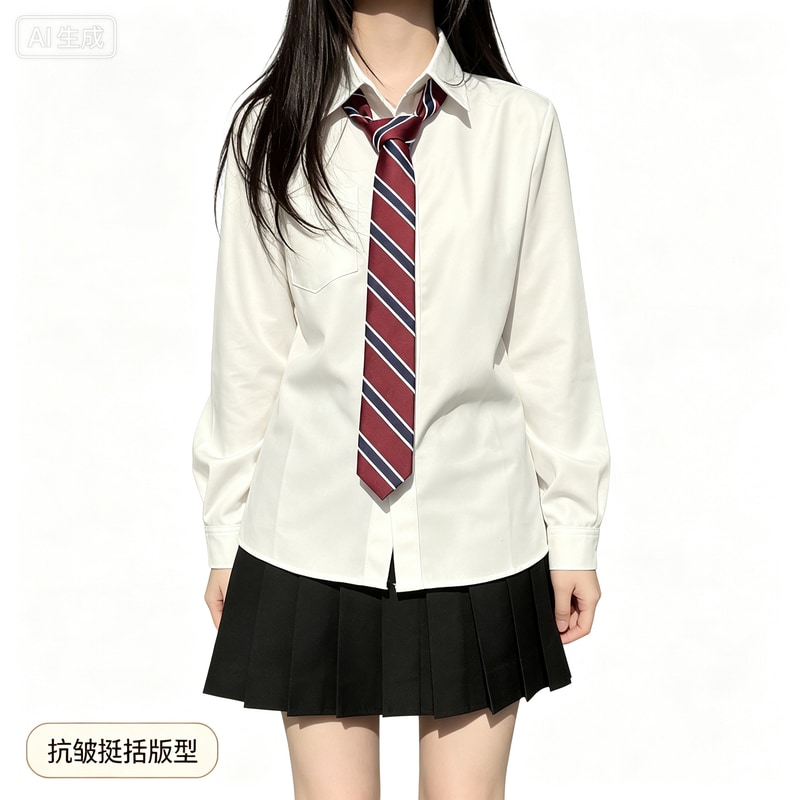 jk衬衫长袖基础款学生校服制服韩版春秋学院风内搭抗皱白色衬衣女