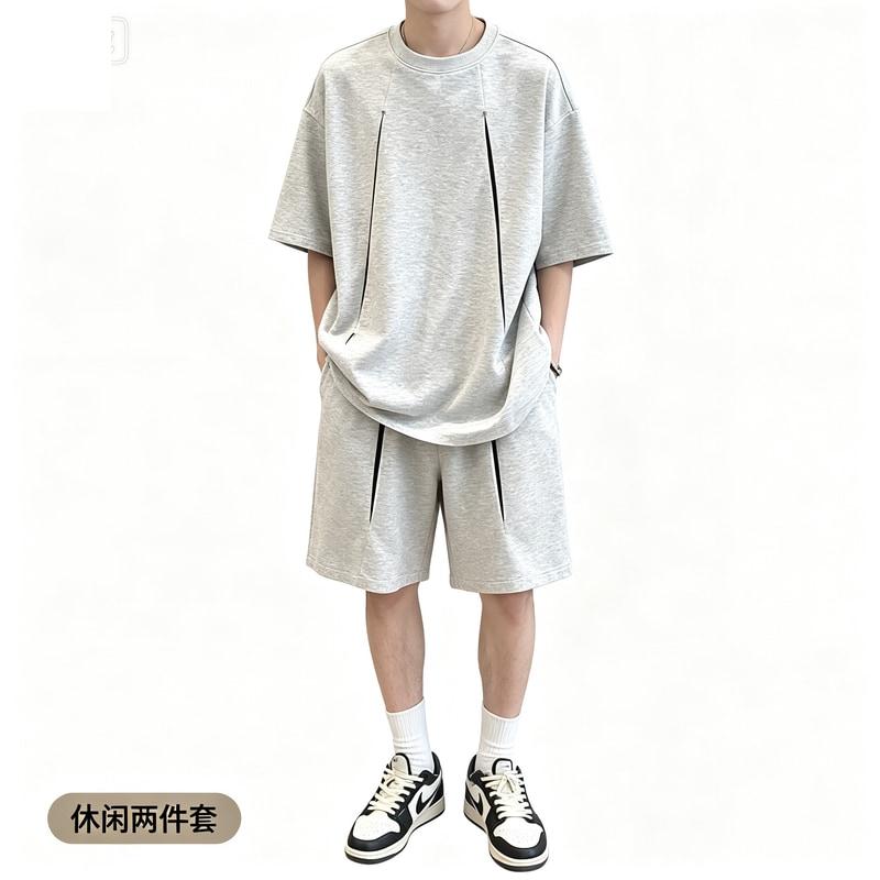 运动服套装男夏季短袖T恤篮球衣休闲短裤两件套韩版潮流2025日系