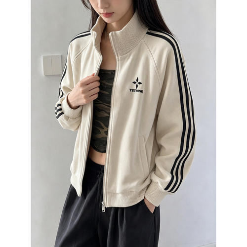 美式三条杠荔枝纹PU皮衣