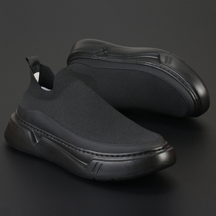 休闲飞织网布透气英伦厚底增高一脚蹬低帮板鞋 春夏新款 子男潮鞋 鞋