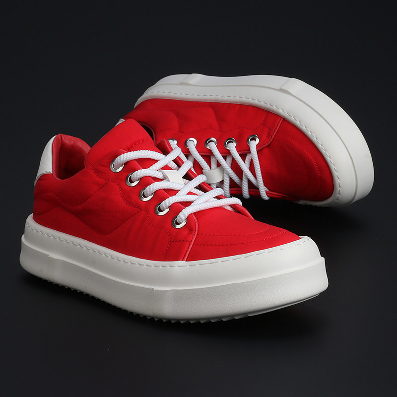 韩版新款潮流透气日常百搭帆布鞋厚底增高红色低帮板鞋系带男潮鞋,流行男鞋,休闲板鞋,淘宝优惠券,粉丝福利购,淘宝优惠卷