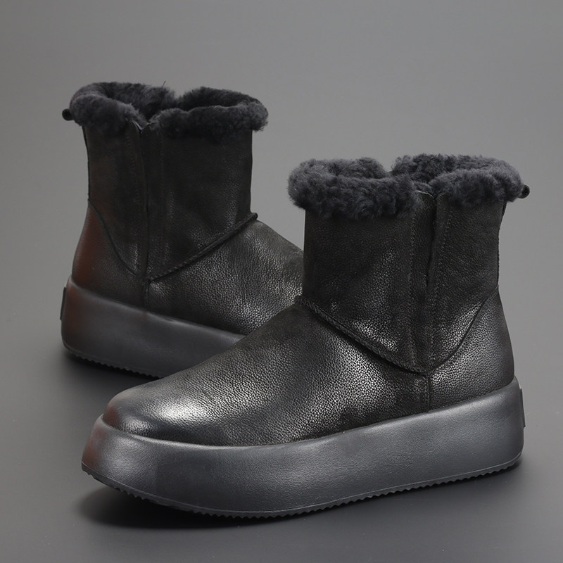 冬季新款男士羊皮毛一体雪地靴东北保暖加厚韩版高帮板鞋厚底棉靴,流行男鞋,时尚雪地靴,淘宝优惠券,粉丝福利购,淘宝优惠卷