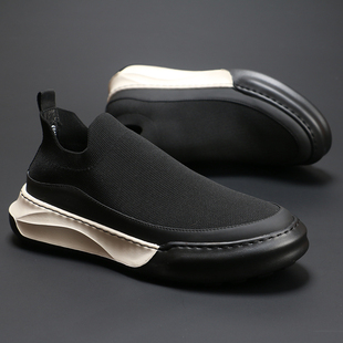 男 懒人套脚厚底增高透气舒适网眼休闲潮鞋 英伦飞织网布袜子鞋 时尚