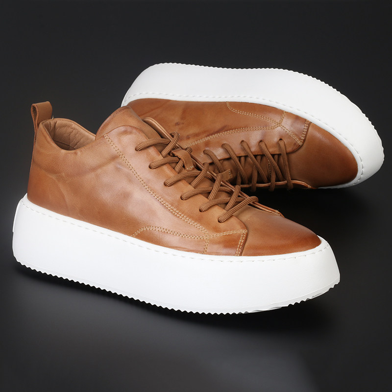 鞋子男潮鞋真皮休闲透气低帮板鞋英伦系带百搭厚底增高松糕老爹鞋,流行男鞋,休闲板鞋,淘宝优惠券,粉丝福利购,淘宝优惠卷