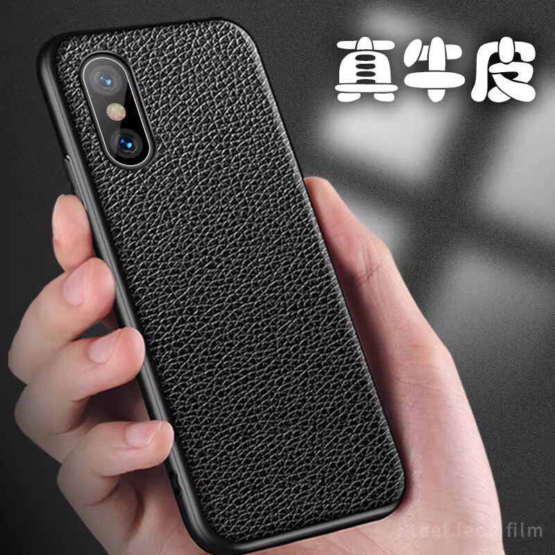 适用于苹果x手机壳iphonexsmax真皮保护套xr牛皮奢华8x高档潮男xmax皮套ipone全包防摔硅胶软壳潮牌商务