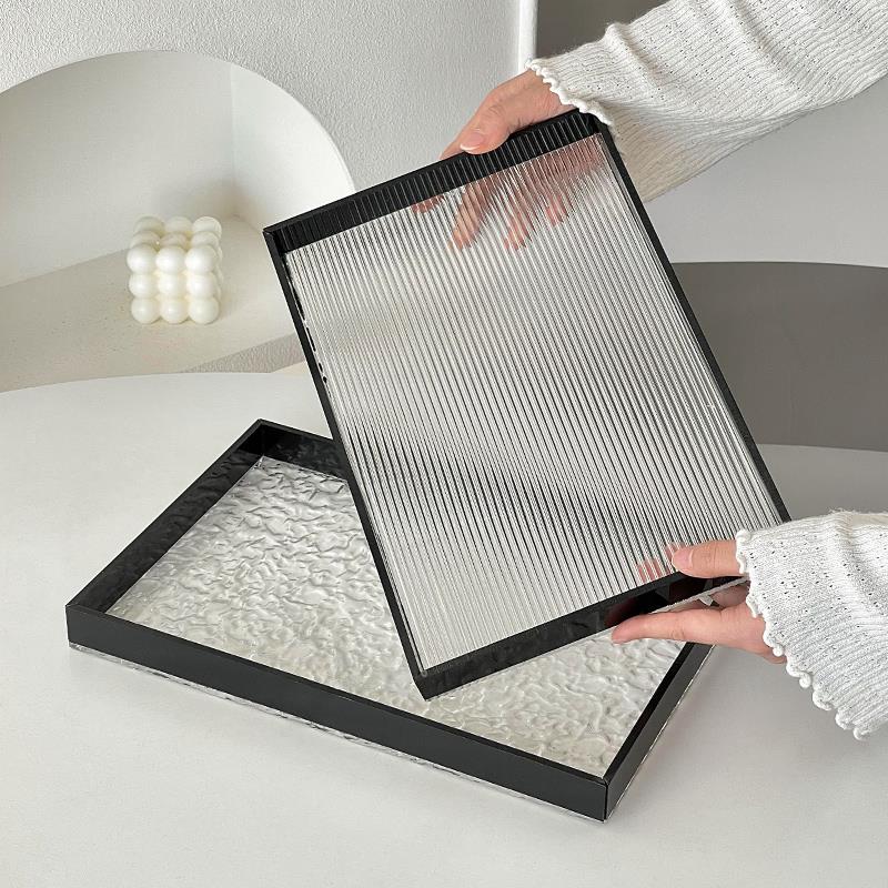 托盘长方形家用高级感客厅茶几甜品蛋糕餐盘塑料桌面置物收纳盘子