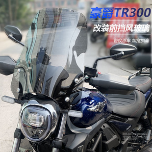 适用于豪爵TR300 Plus前挡风玻璃都市旅行版改装配件护胸风挡罩