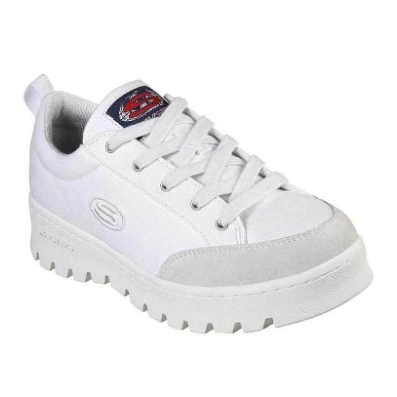 skechers/斯凯奇女运动休闲鞋低帮系带厚底小白鞋logo74346