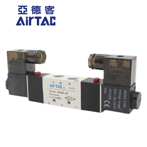 亚德客气动4V120/220/320/420--08-06-10-15双头电磁阀双线圈气u.