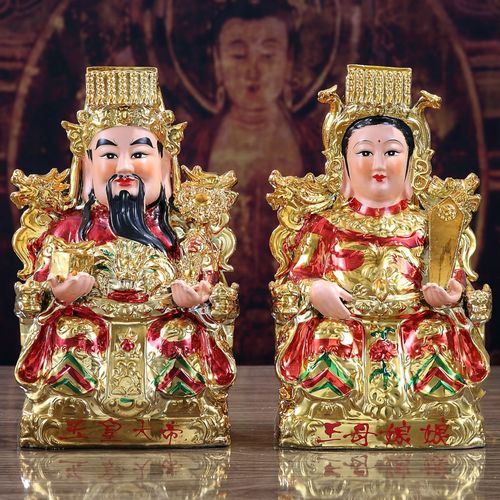陶瓷玉皇大帝王母娘娘神像