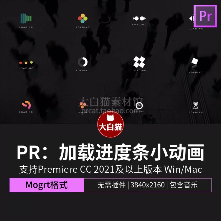 pr小动画 12个网络媒体商务loading游戏加载进度条premiere素材