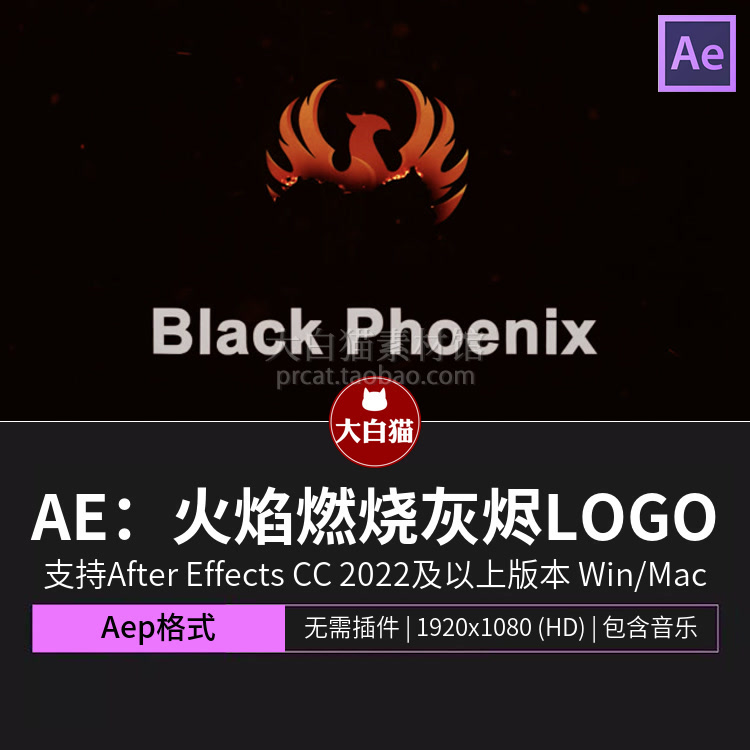 Ae模版 游戏电影风粒子飘散火焰燃烧灰烬LOGO标题ae片头模板