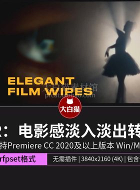 PR转场预设 电影感淡入淡出黑场叠画视频过渡premiere模板预设