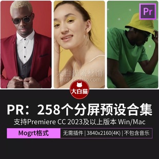 258个premiere视频多画面分割特效视频素材pr分屏预设合集包