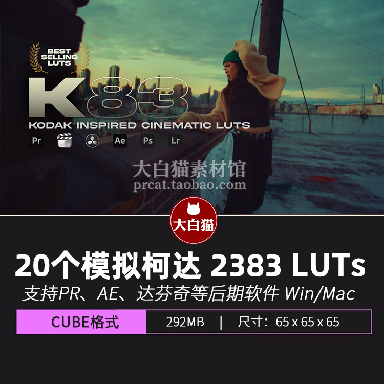 模拟经典柯达Kodak 2383胶片相纸效果电影K83 LUTs 调色预设