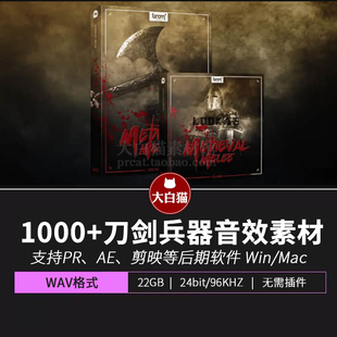 武打刀剑音效 1000种冷兵器斧锤盾牌打斗武器冲击碰撞无损音效