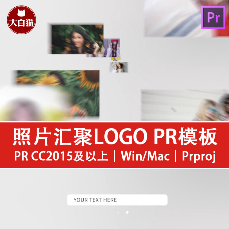 PR片头模板企业品牌店铺搜索照片汇聚片头LOGO展示PR模板