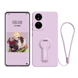 适用荣耀畅玩50plus手机壳新款女支架华为液态硅胶honor50保护套全包防摔plus一体隐形带手绳CLK一AN00软外壳