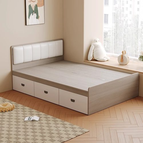 实木榻榻米床1m8双人床无床头高箱体地台床储物床单人1.2m1.5定制