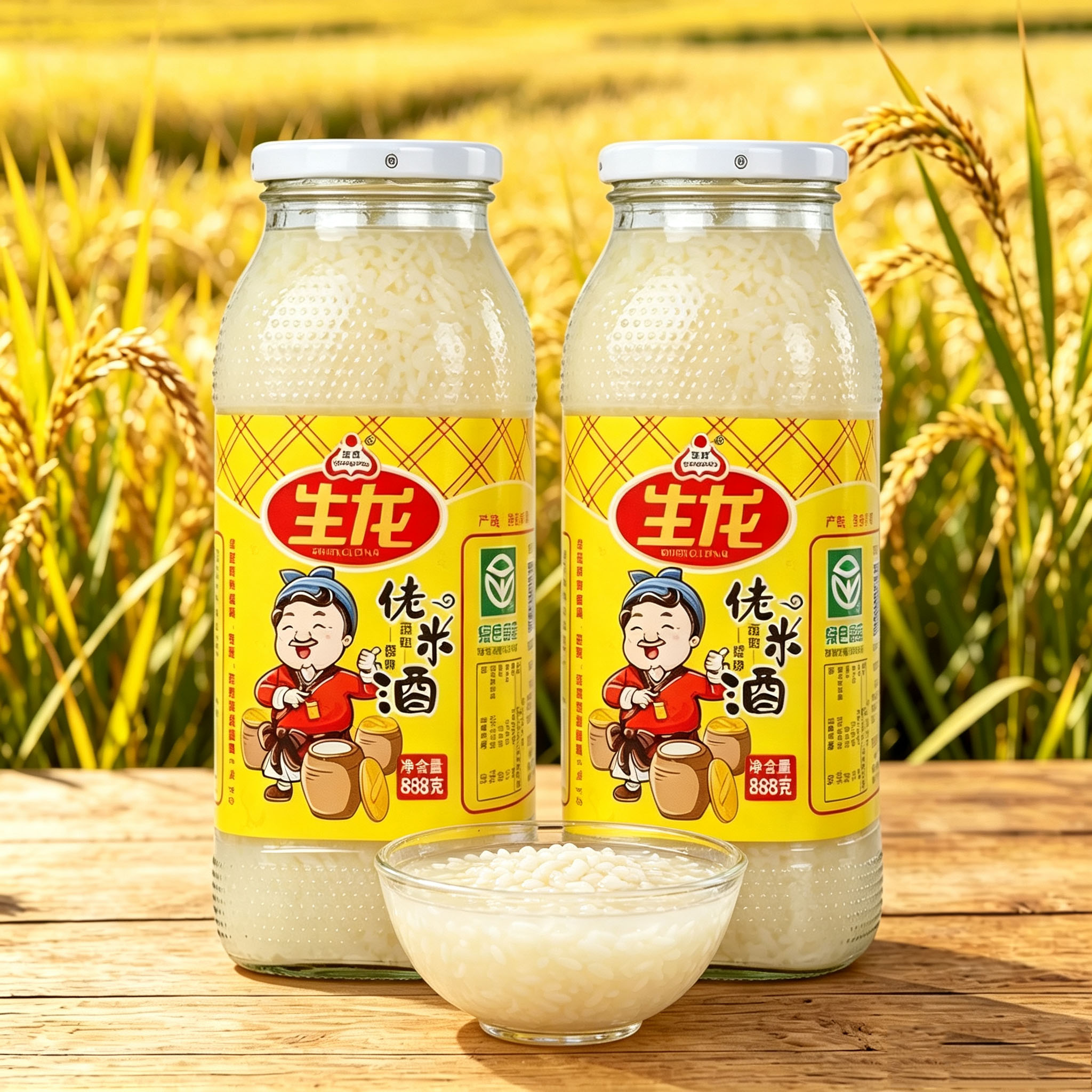 生龙佬米酒孝感特产888克*2瓶图片