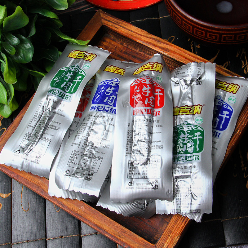 内蒙古特产德吉纳风干牛肉干袋装散装原味香辣味烧烤味清真小零