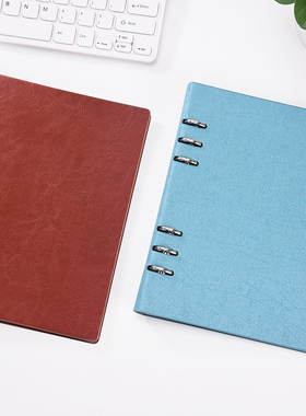 记事本笔记本子6孔活页简约大学生文艺精致可拆卸外壳创意商务便携加厚皮面可印logo手账本9孔日记本外皮