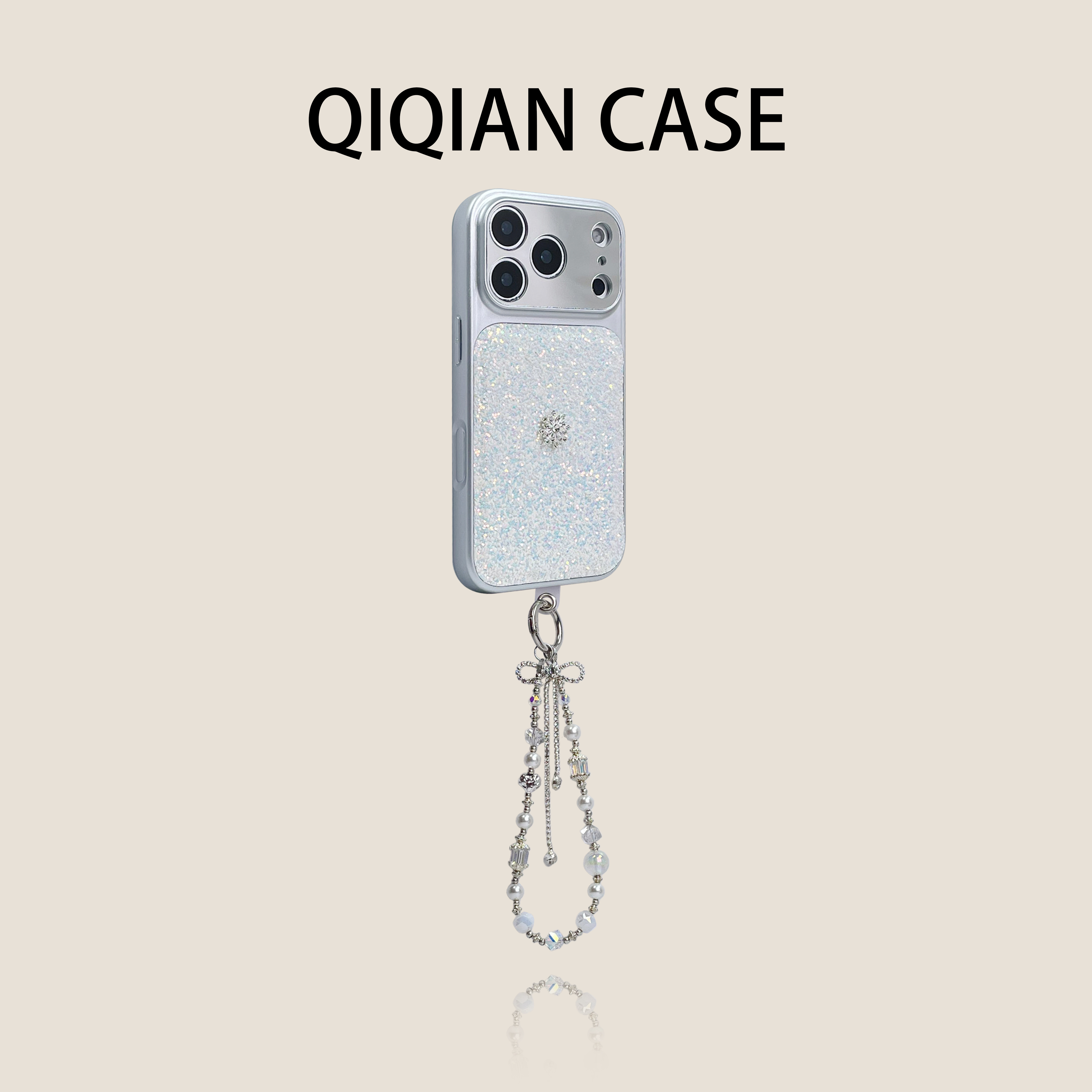 启乾 冬季新款亮片立体蝴蝶结雪花腕带iPhone17/16手机壳适用苹果15/14promax电镀硬壳链条挂绳个性时髦ins风,3C数码配件,手机保护套/壳,淘宝优惠券,粉丝福利购,淘宝优惠卷