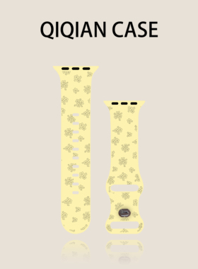 启乾 韩系ins风春日碎花适用iwatchs10/9苹果Applewatch7手表表带SE8奶黄色硅胶透气6运动5/4/3小众新款少女