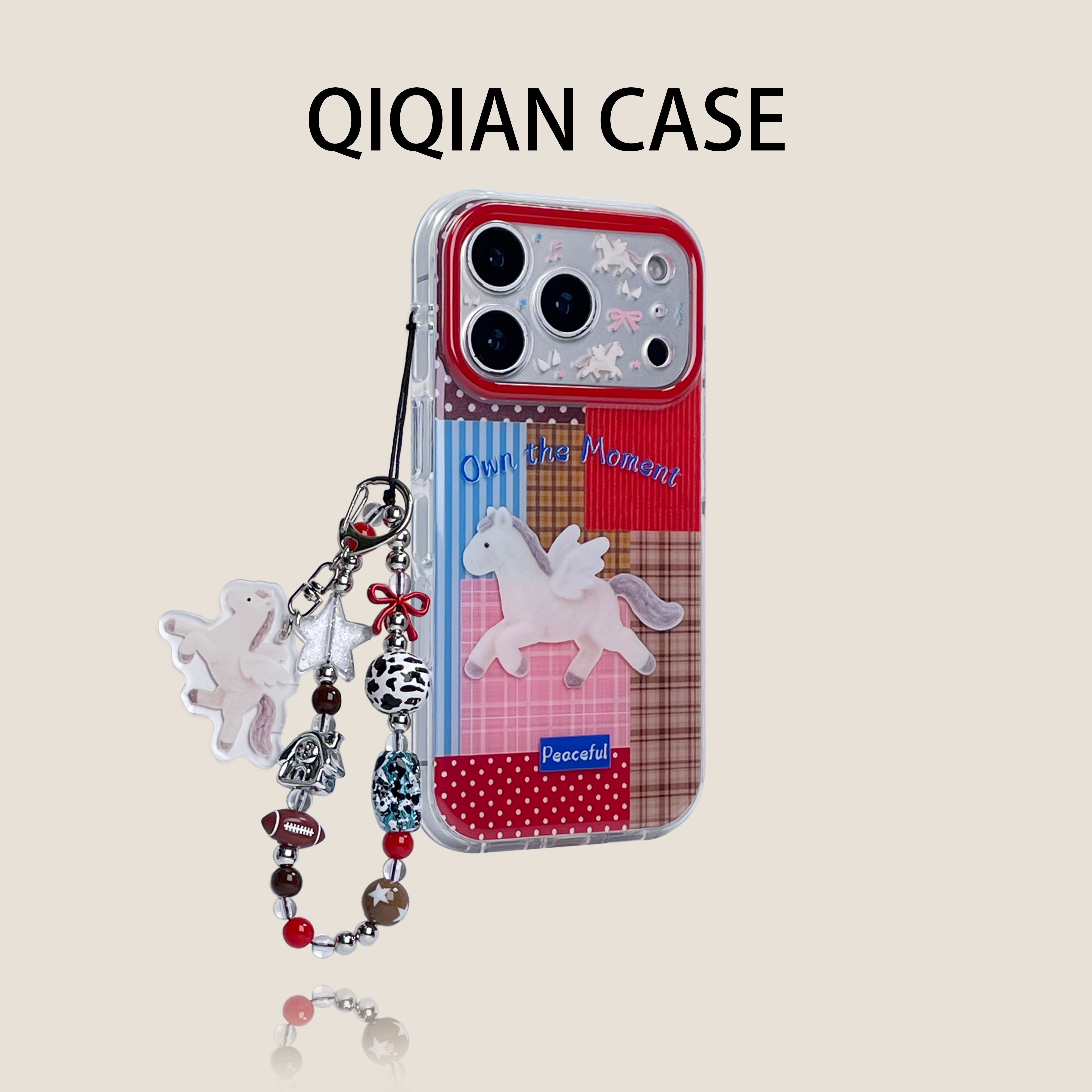 启乾 复古风格纹拼接白色小飞马腕带iPhone17/16手机壳适用苹果15/14promax硬壳链条挂绳个性创意时髦ins风,3C数码配件,手机保护套/壳,淘宝优惠券,粉丝福利购,淘宝优惠卷