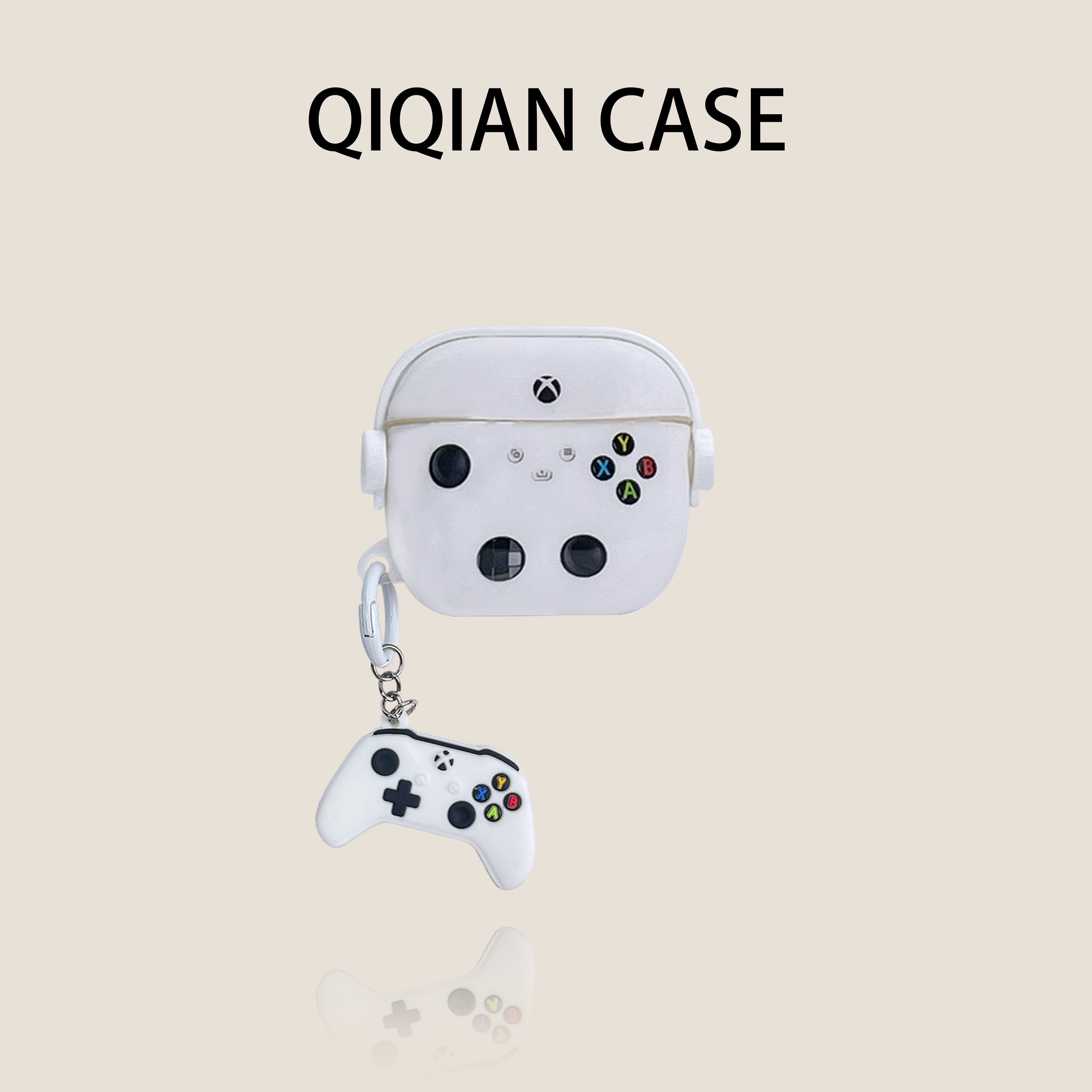 启乾 头戴式酷炫黑白游戏机Airpods4/3耳机保护壳套2pro二三代新款适用苹果无线蓝牙硅胶软壳链条挂绳时髦ins