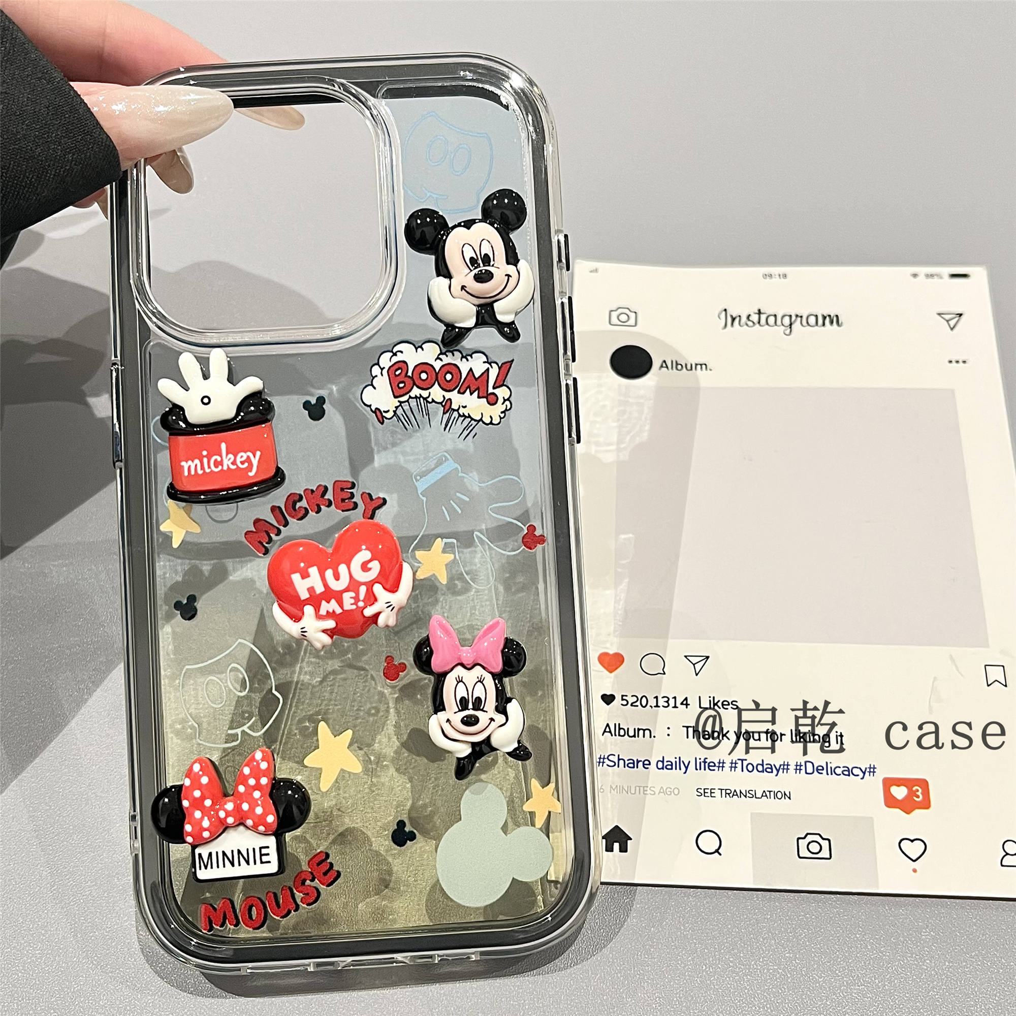 启乾 晕染立体小老鼠iPhone16/15手机壳适用苹果14/13promax二合一硬壳少女心渐变可爱卡通动漫小众趣味新款