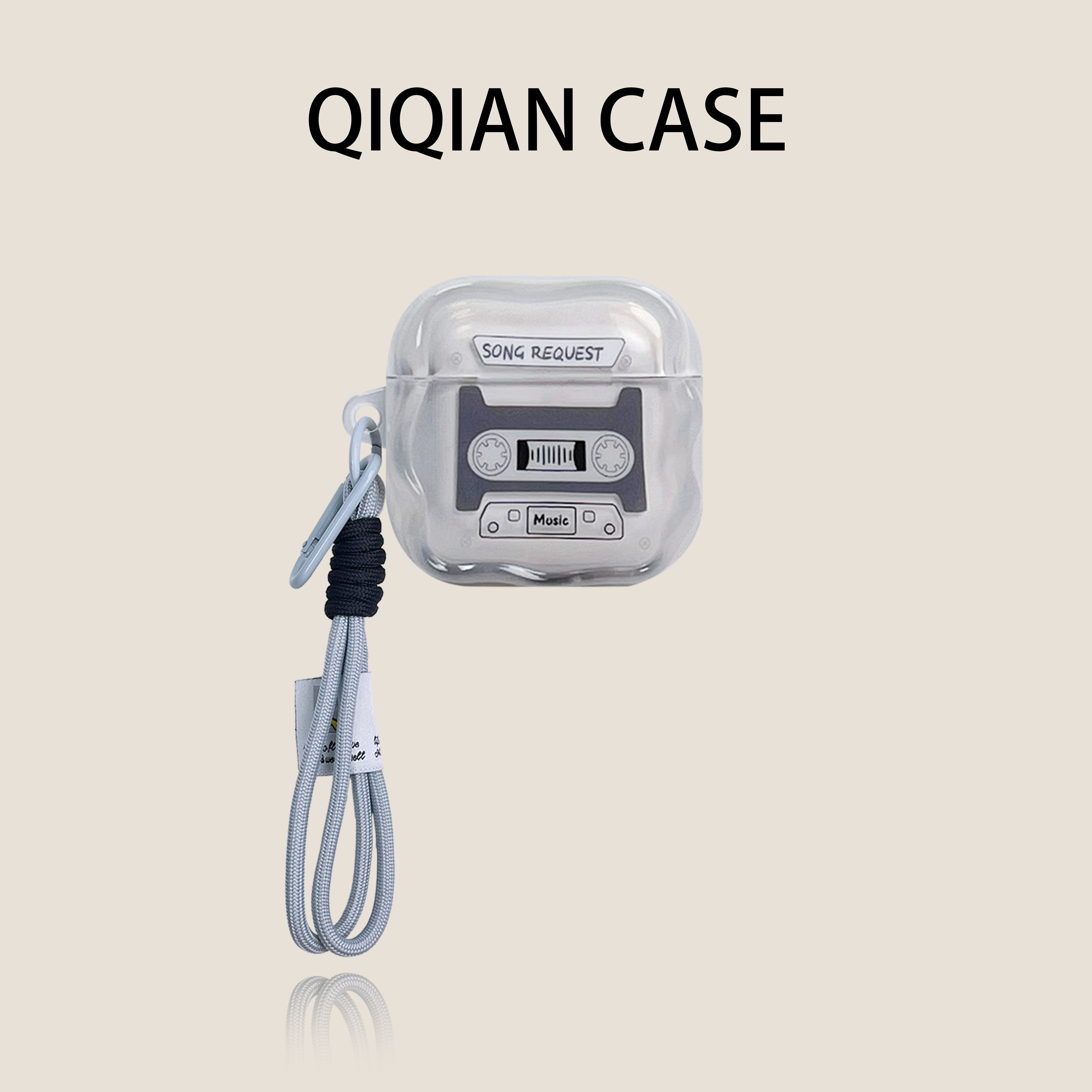 启乾 ins古早音乐录音带Airpods4/3耳机保护壳套2pro二三代新款适用苹果无线蓝牙硅胶软壳链条挂绳小众潮流女