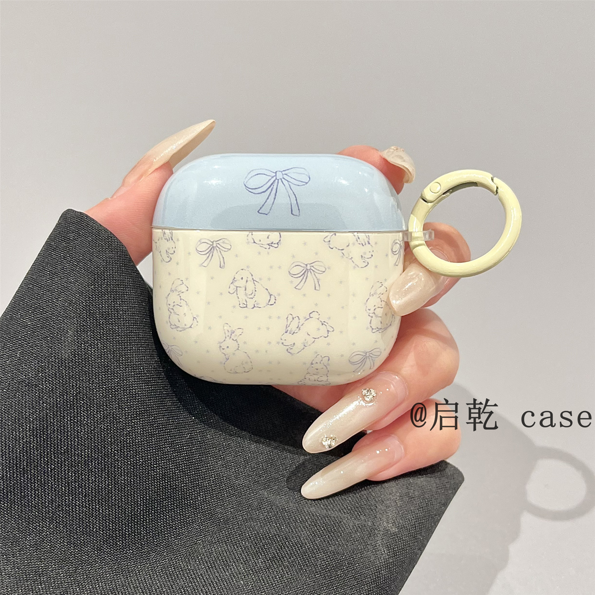 启乾 蓝色星星蝴蝶结兔子Airpods4/3耳机保护壳套2pro二三代新款适用苹果无线蓝牙硅胶软壳少女心可爱卡通ins