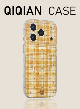 启乾 日韩小众橙色满屏菱格波点iPhone17/16手机壳适用苹果15/14promax硬壳13小众趣味个性创意新款韩系ins风