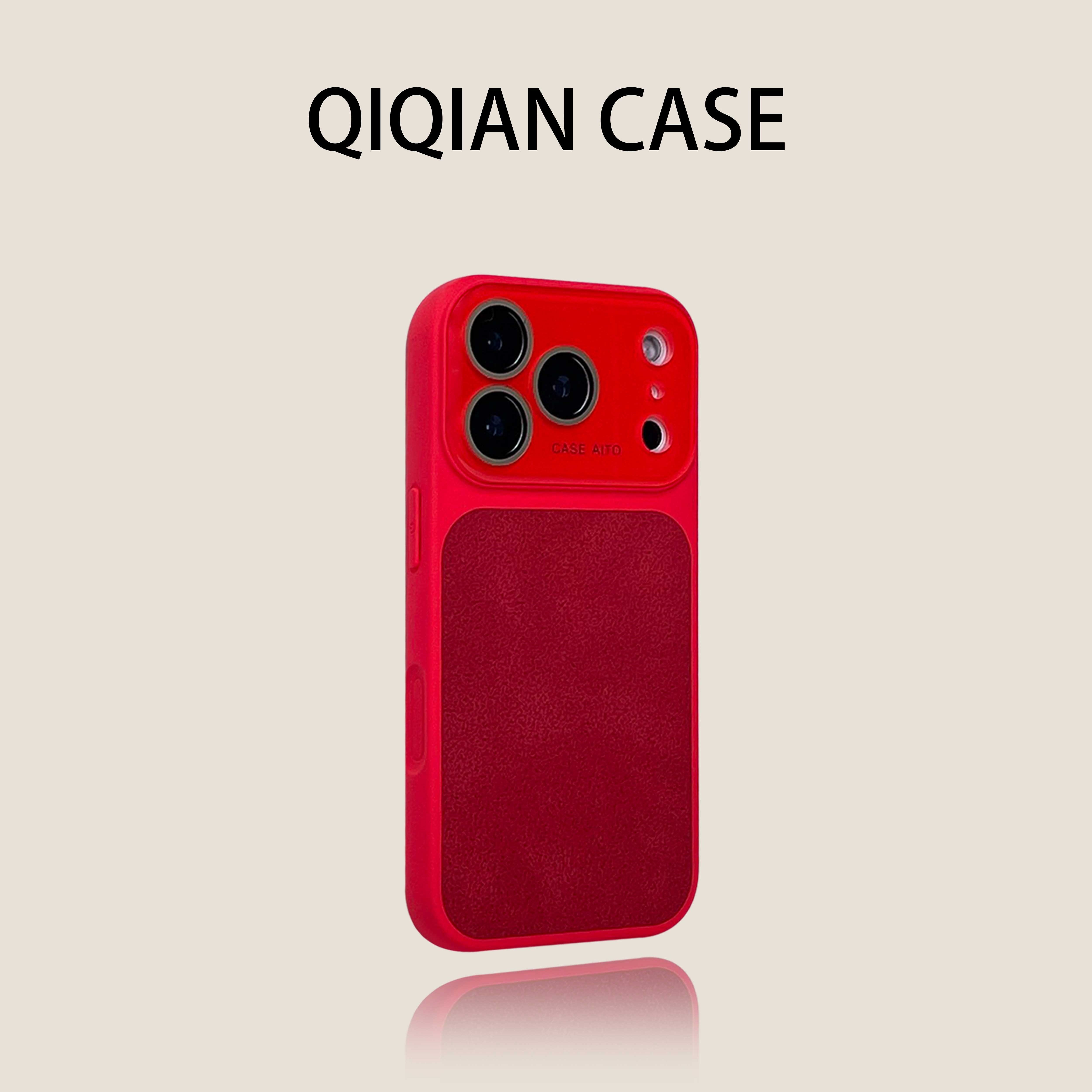 启乾 新款水晶大视窗自带镜头膜荔枝纹红色iPhone17/16手机壳适用苹果15/14promax硬壳个性创意高级感ins风,3C数码配件,手机保护套/壳,淘宝优惠券,粉丝福利购,淘宝优惠卷