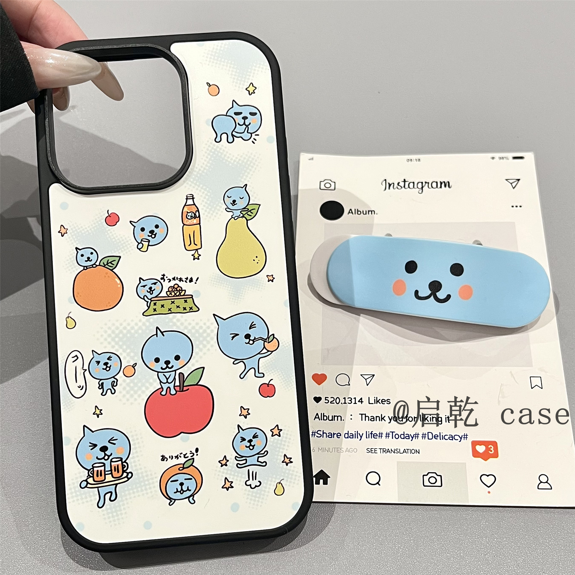 启乾 水果橙汁酷儿创可贴支架iPhone16/15手机壳适用苹果14/13promax菲林硬壳少女心可爱卡通创意新款夏天